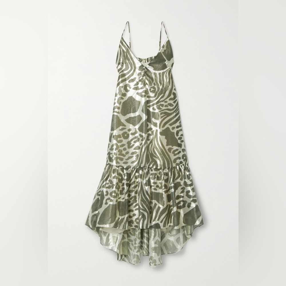 Adam‎ Lippes Ruffled Lamé Midi Dress Silk Blend - Picture 3 of 16